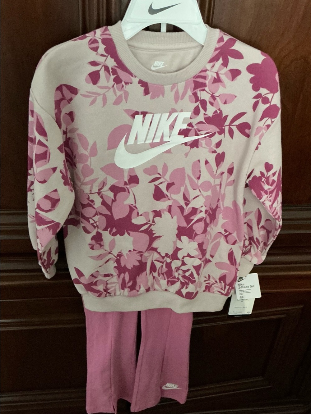 Nike Pink Floral Pullover & Pink Legging Pajama Set